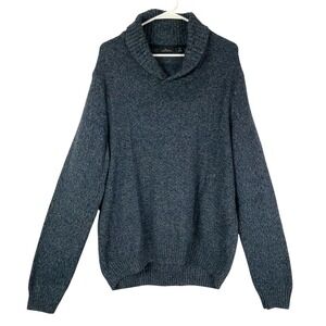 Marc Anthony Mens Shawl Collar Herringbone Knit Slim Fit Sweater Blue XXL New